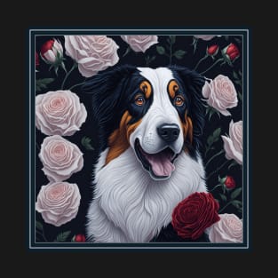 Australian Shepherd white roses T-Shirt