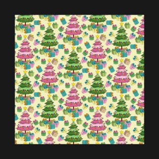 Christmas Trees And Gifts Pattern T-Shirt