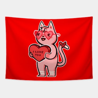 Valentine Kitty Tapestry