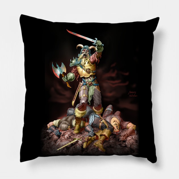 Zombie Viking Pillow by Paul_Abrams