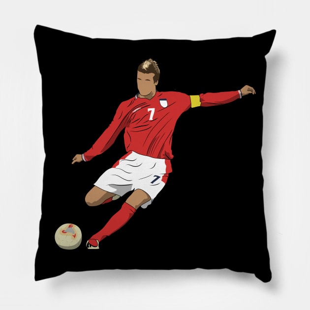 David Beckham Free Kick England Pillow by NostalgiaUltra