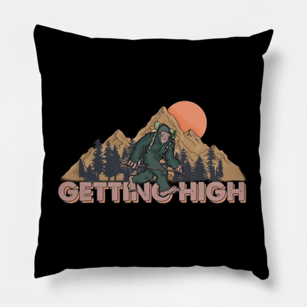 Getting High with Bigfoot Pillow by Mad Panda