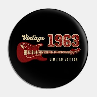 Vintage 1963 Birthday Guitar Lovers 60th Birthday Pin