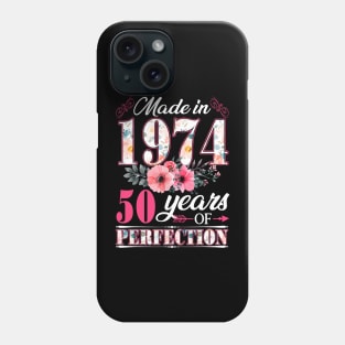 50 Year Old Made In 1974 Floral Flower 50th Birthday Womens Phone Case