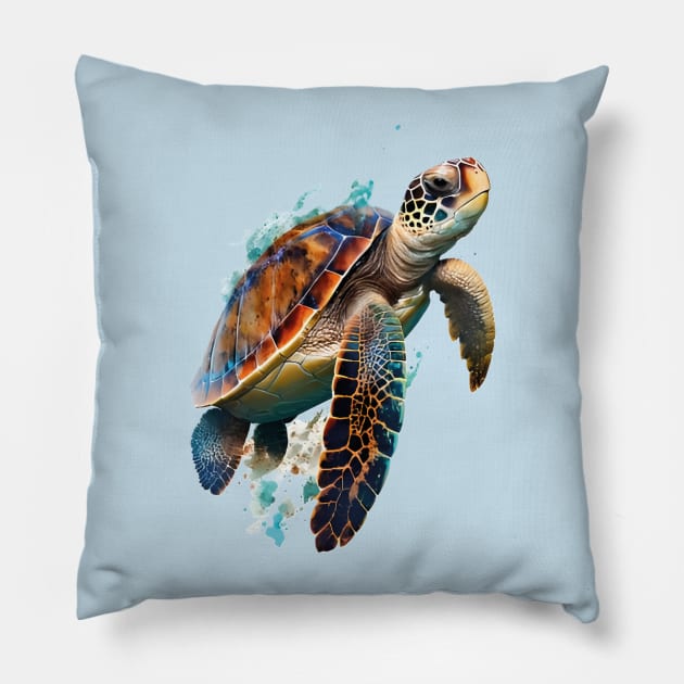 Ocean's Grace: Realistic Sea Turtle Pillow by ConnectingtoNature