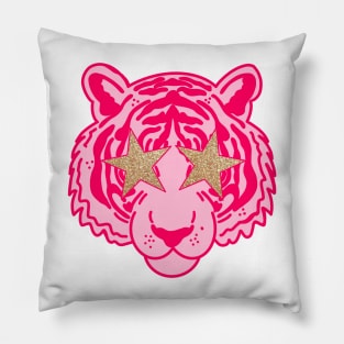 preppy pink tiger Pillow