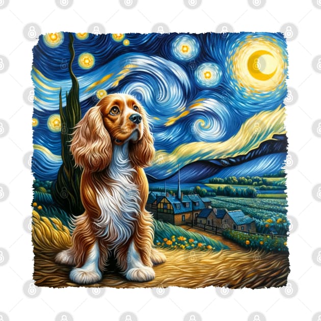 Starry Spaniel Dog Portrait - Pet Portrait by starry_night