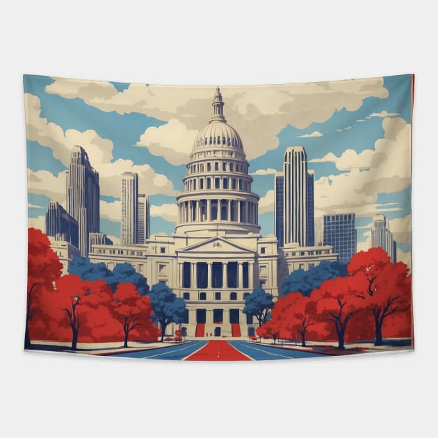 Austin Texas United States of America Tourism Vintage Poster Tapestry by TravelersGems