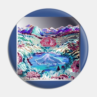 Batik Mountain Lake Pin