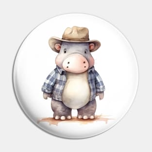 Hippopotamus Wearing a Cowboy Hat Pin