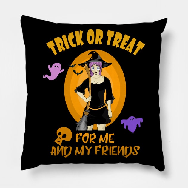 Trick or treat children costume witch Pillow by Lomitasu