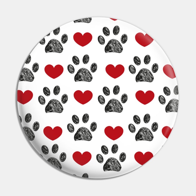 Red heart and black paw print Pin by GULSENGUNEL