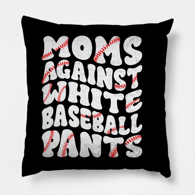 Mom Against White Baseball Pants Funny Baseball Mom Pillow by WildFoxFarmCo