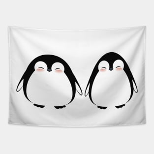 Cute penguins friends couple. Tapestry