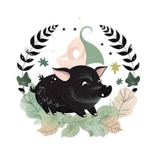 fantasy black piggy in the garden T-Shirt