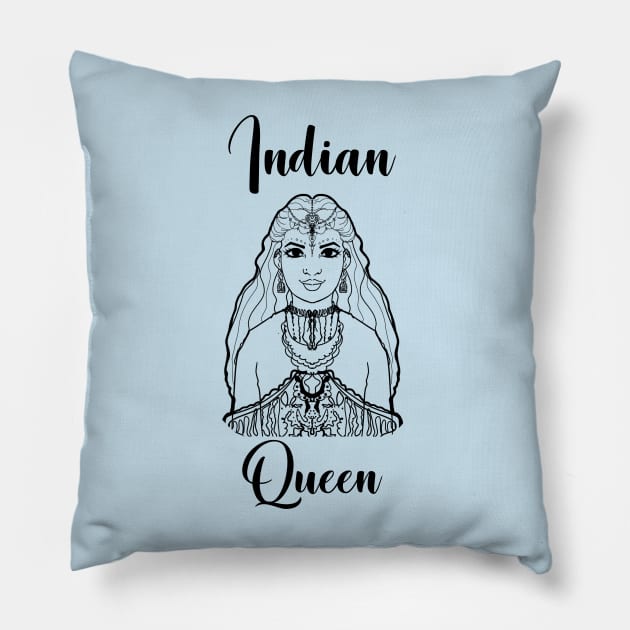 Indian Queen Woman Power T-shirt Pillow by Nikoleart