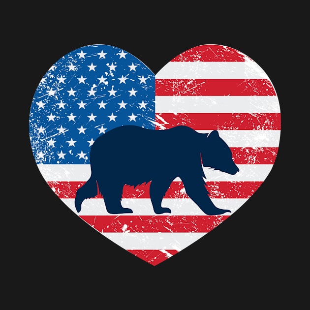 American Flag Heart Love Bear Usa Patriotic 4Th Of July by JaroszkowskaAnnass