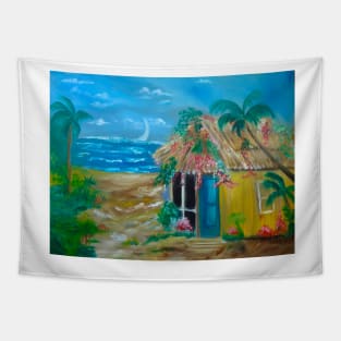 Path to the Beach Little Grass Shack Tapestry