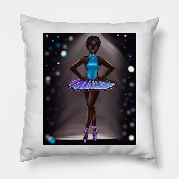 Ballerina Noor #2 - beautiful  black ballerina with corn rows Pillow by Artonmytee