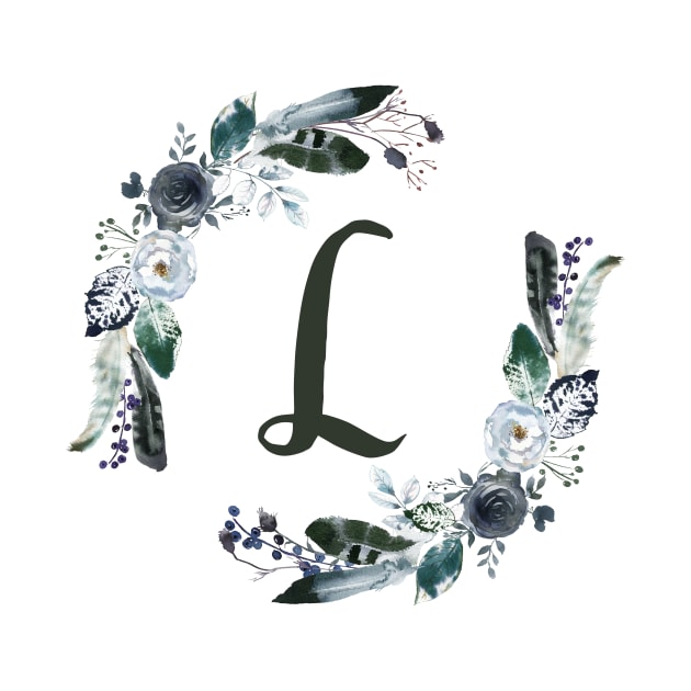 Floral Monogram L Dark Bohemian Flora by floralmonogram