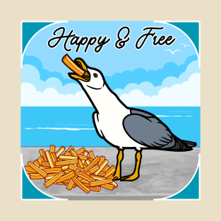 Happy Seagull with French Fry T-Shirt