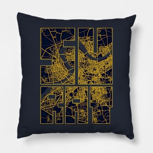 Surat, Gujarat, India City Map Typography - Gold Art Deco Pillow