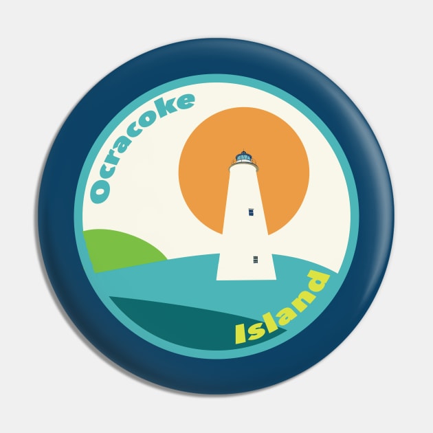 Ocracoke Island Lighthouse Circle Pin by Trent Tides