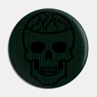 Cool Hacker Design Green Hexdump with Carved Out Skull Pin