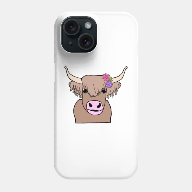 Highland cow with flowers Phone Case by shellTs