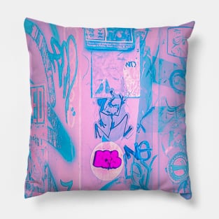 Street Art Soft Pink Blue NYC Graffiti Pillow
