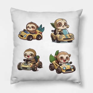 Cute Sloths driving cars - Stickers Pack Pillow