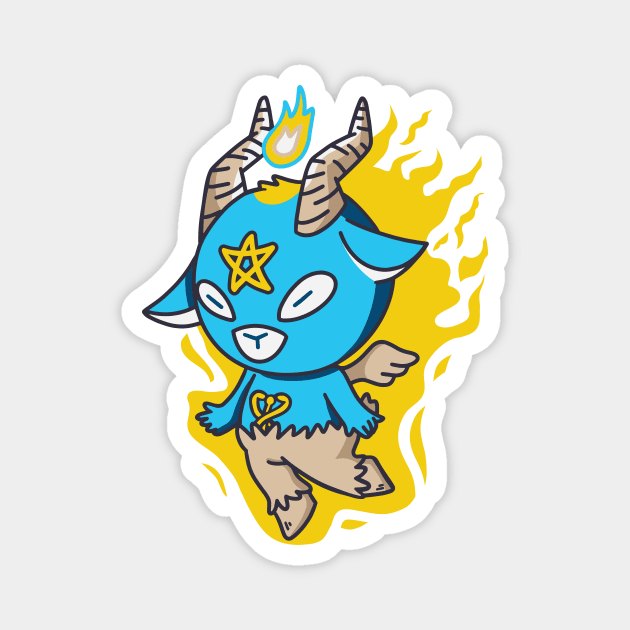 Cute Fiery Baphomet Goat God Cartoon Magnet by SLAG_Creative