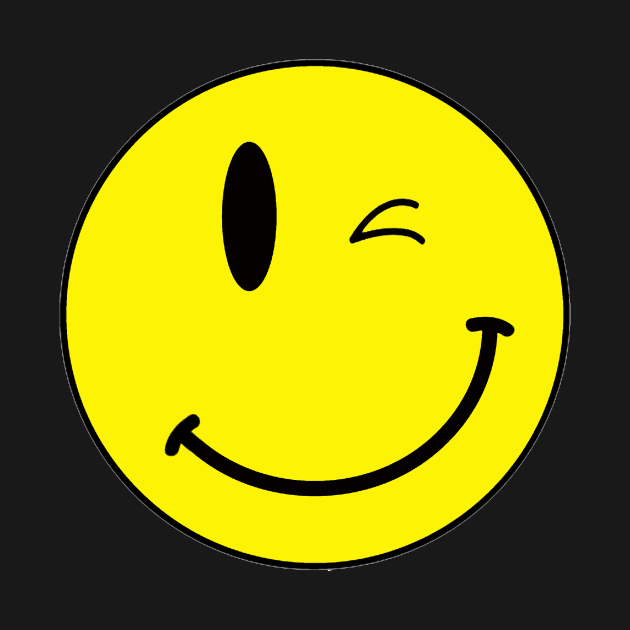 yellow happy face but winking by Hook Ink