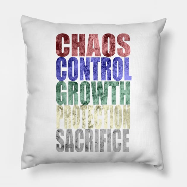 Chaos, Control, Growth, Protection, Sacrifice Pillow by CuriousMC