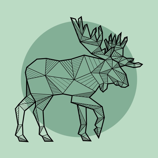 Moose / Elk - Geometric Animals by alcateiaart