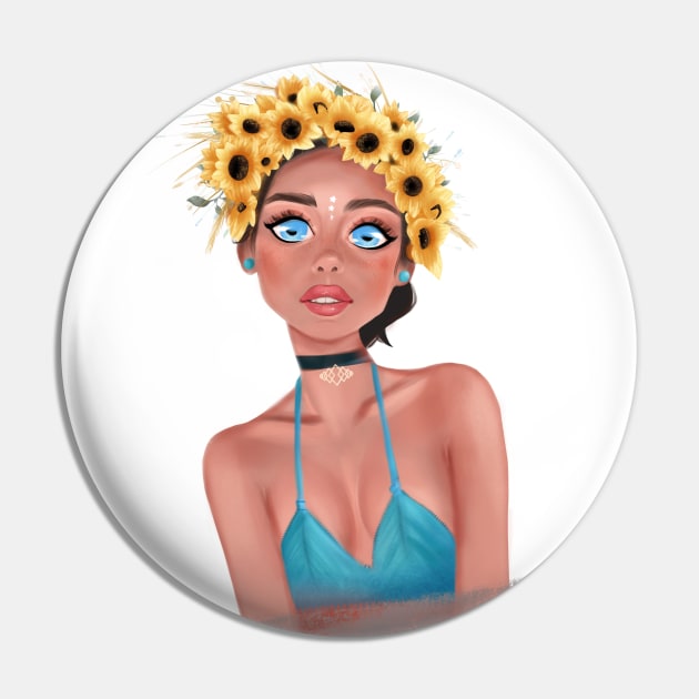 Ukrainian girl, sunflower girl, no war, please peace, Ukrainian merch Pin by PrimeStore