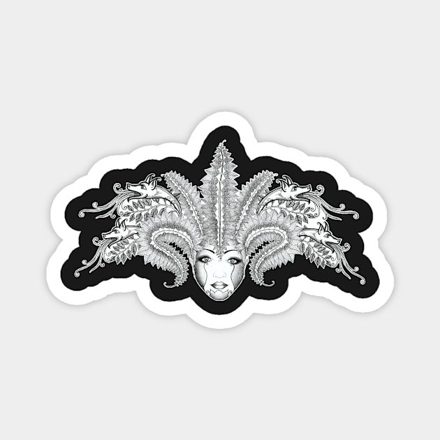 Beautiful dragon mardi gra mask Magnet by stickypixie