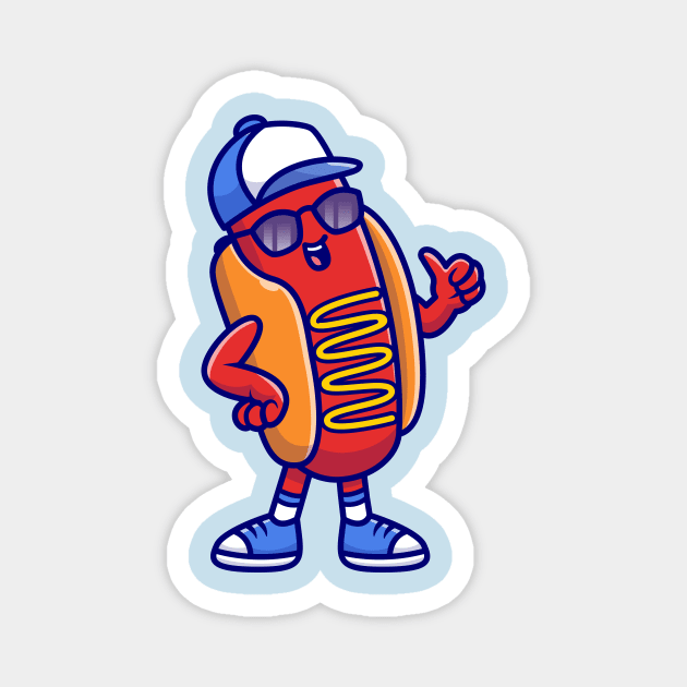 Cool Hotdog Wearing Sunglasses And Hat Cartoon Magnet by Catalyst Labs