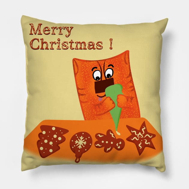 Christmas cookies and cat Pillow by maryglu