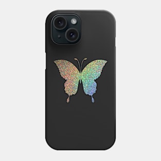 Holographic Rainbow Ombre Faux Glitter Butterfly Phone Case