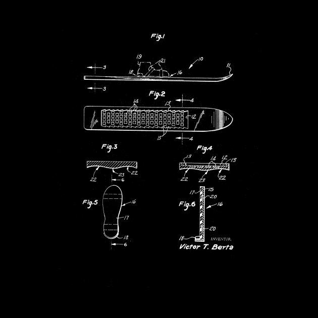 Snow Board Vintage Patent Drawing by TheYoungDesigns