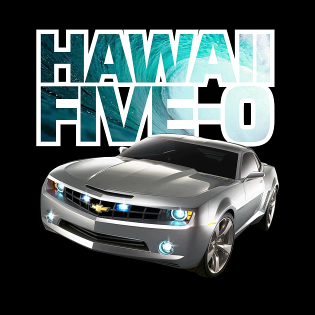 Hawaii Five-O Black Camaro (White Outline) by fozzilized