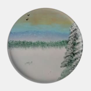A winter landscape scene with pines Pin