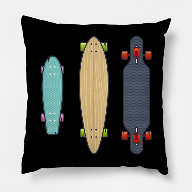 Skate Longboard Pillow by TambuStore