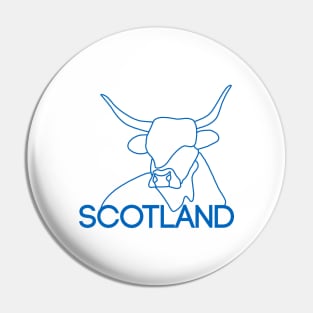 Scottish Highland Cow Continuous Line Drawing (Blue) Pin