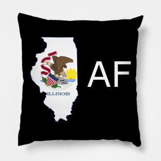 Illinois Flag State Outline AF (white) Pillow