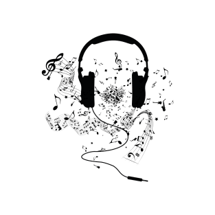 Headphones and music notes T-Shirt