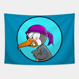 Pirate Penguin with Shark Tattoo Tapestry