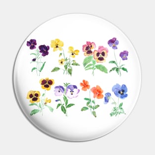 Colorful pansy garden watercolor Pin