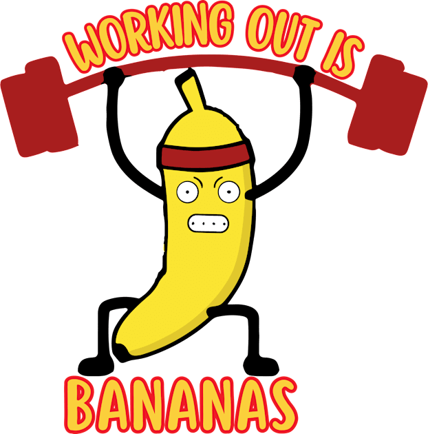 Working Out Is Bananas Funny Banana Lifting Weight Kids T-Shirt by Illustradise